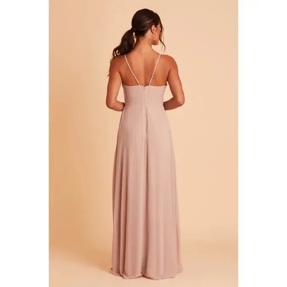 Birdy Grey Theresa Ruffle Trim Spagetti Strap Maxi Dress Size S Small Taupe - Picture 2 of 11